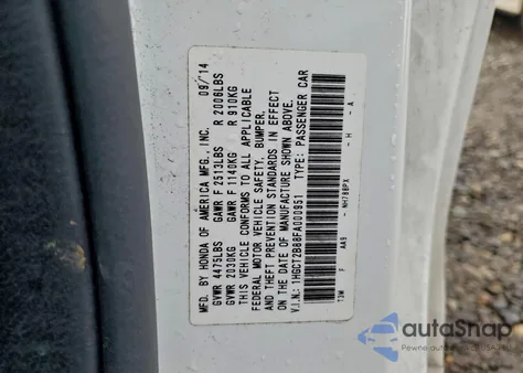 2015 Honda Accord Exl from USA, damaged, VIN 1HGCT2B88FA000951